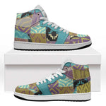 African American Quilt Inspired High Sneakers AJ1 Cultural Heritage Ethnic Quilt Pattern