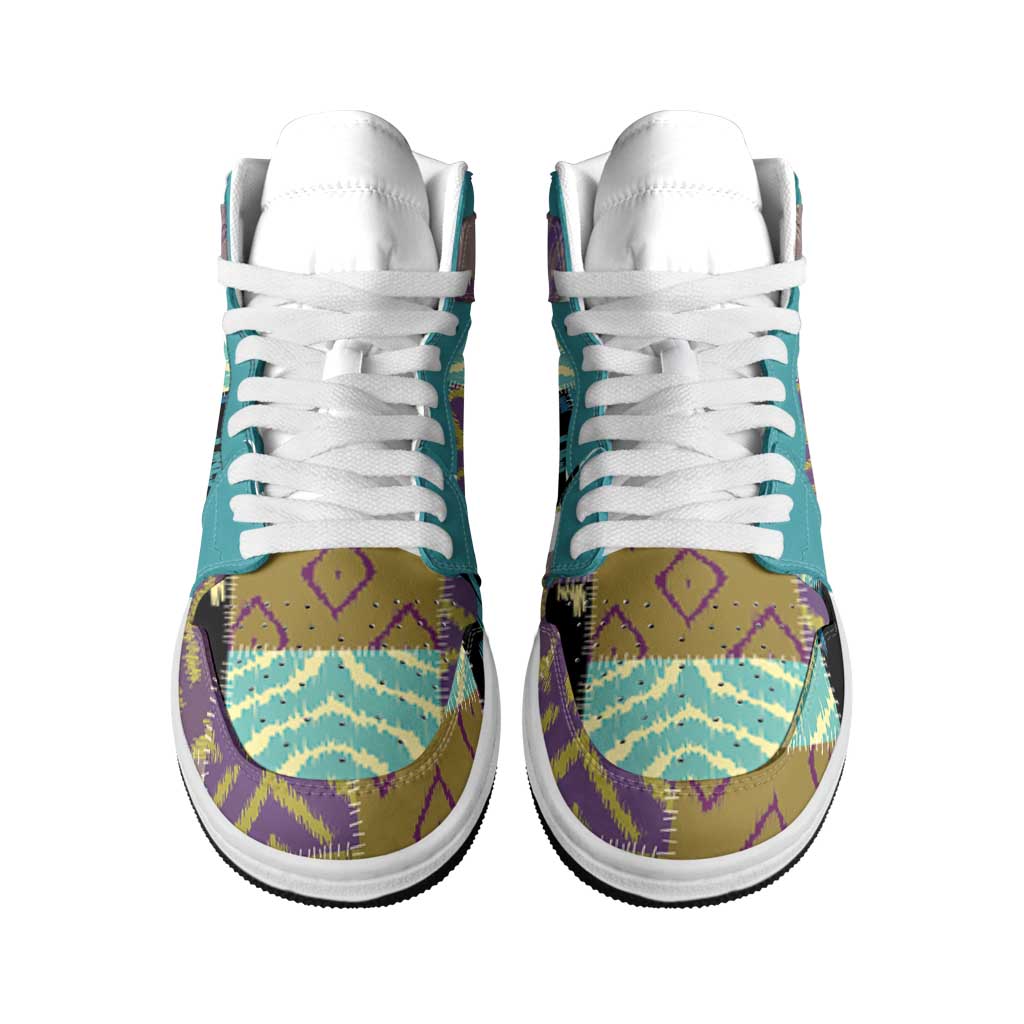 African American Quilt Inspired High Sneakers AJ1 Cultural Heritage Ethnic Quilt Pattern