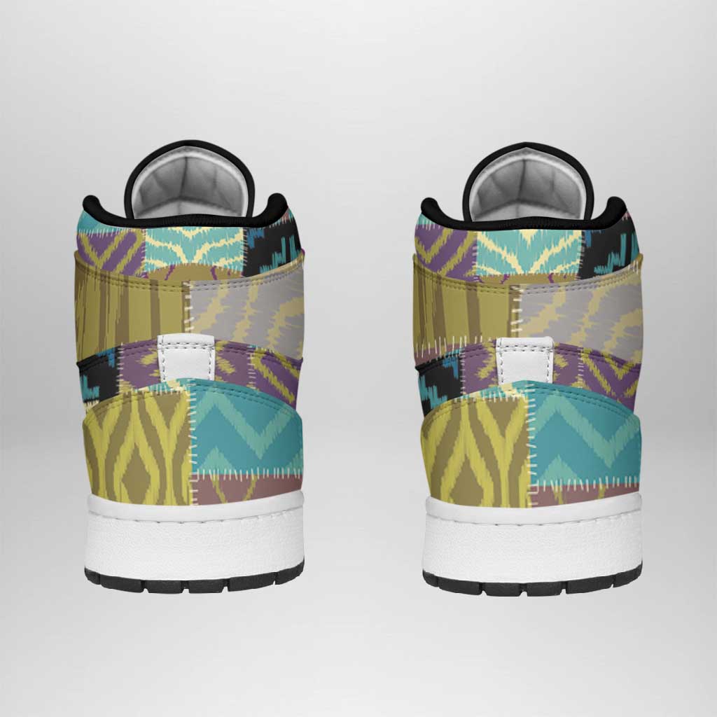 African American Quilt Inspired High Sneakers AJ1 Cultural Heritage Ethnic Quilt Pattern