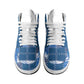 African American Quilt Inspired High Sneakers AJ1 Wild Animal Skin African Blue Tribal Elements