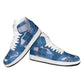 African American Quilt Inspired High Sneakers AJ1 Wild Animal Skin African Blue Tribal Elements