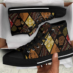 African American Quilt Inspired High Top Shoes Ethnic Bohemian Rhombus Patchwork
