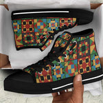 African American Quilt Inspired High Top Shoes Freedom Quilt Symbolic Patchwork