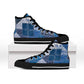 African American Quilt Inspired High Top Shoes Wild Animal Skin African Blue Tribal Elements