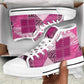 African American Quilt Inspired High Top Shoes Wild Animal Skin African Pink Tribal Elements