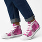 African American Quilt Inspired High Top Shoes Wild Animal Skin African Pink Tribal Elements