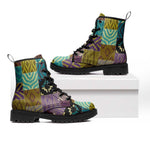 African American Quilt Inspired Leather Boots Cultural Heritage Ethnic Quilt Pattern