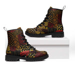 African American Quilt Inspired Leather Boots Earth Tone African Patchwork Motif