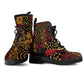 African American Quilt Inspired Leather Boots Earth Tone African Patchwork Motif