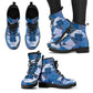 African American Quilt Inspired Leather Boots Wild Animal Skin African Blue Tribal Elements