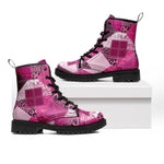 African American Quilt Inspired Leather Boots Wild Animal Skin African Pink Tribal Elements