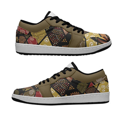 African American Quilt Inspired Low Sneakers Ethnic Bohemian Rhombus Patchwork