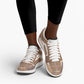 African American Quilt Inspired Low Sneakers Wild Animal Skin African Beige Tribal Elements
