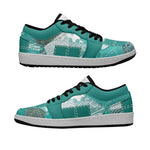 African American Quilt Inspired Low Sneakers Wild Animal Skin African Turquoise Tribal Elements