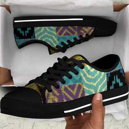 African American Quilt Inspired Low Top Shoes Cultural Heritage Ethnic Quilt Pattern