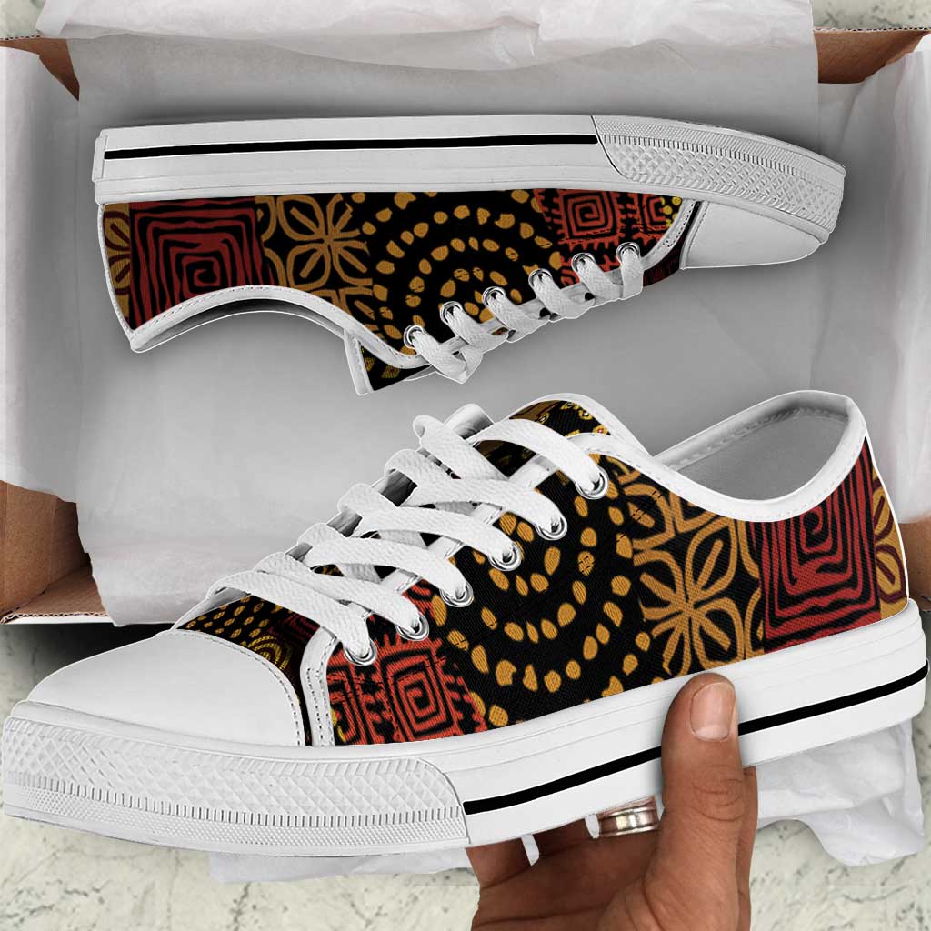 African American Quilt Inspired Low Top Shoes Earth Tone African Patchwork Motif