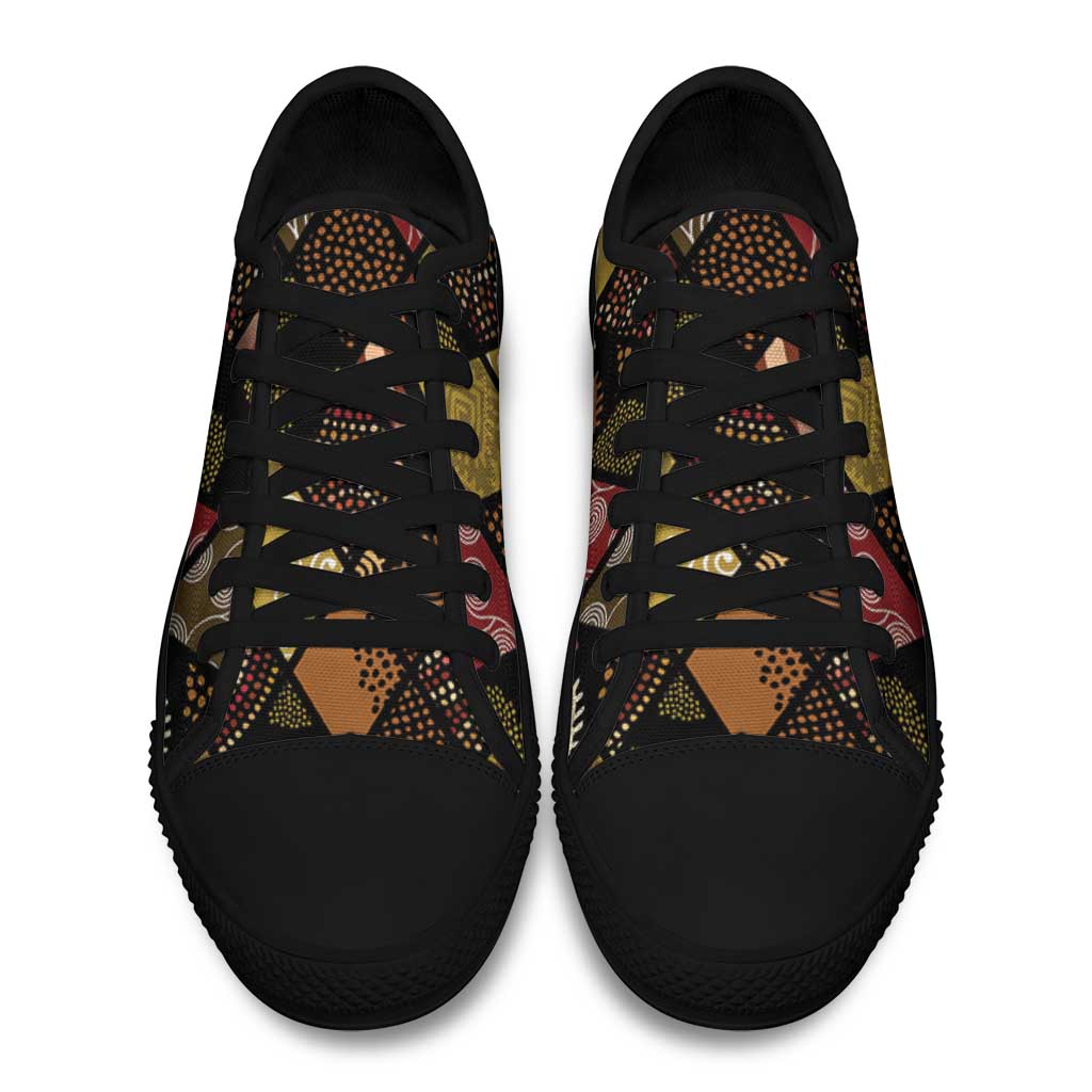 African American Quilt Inspired Low Top Shoes Ethnic Bohemian Rhombus Patchwork