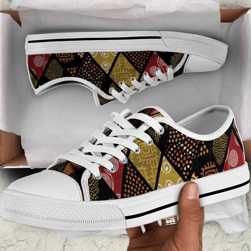 African American Quilt Inspired Low Top Shoes Ethnic Bohemian Rhombus Patchwork