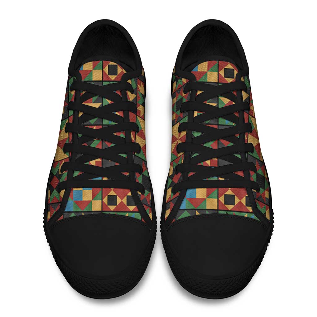 African American Quilt Inspired Low Top Shoes Freedom Quilt Symbolic Patchwork