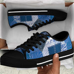 African American Quilt Inspired Low Top Shoes Wild Animal Skin African Blue Tribal Elements
