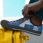 African American Quilt Inspired Low Top Shoes Wild Animal Skin African Blue Tribal Elements