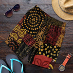 African American Quilt Inspired Shorts for Men Earth Tone African Patchwork Motif