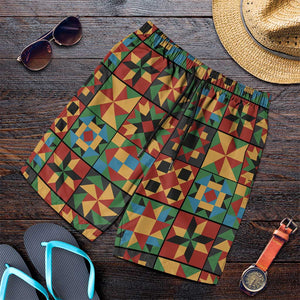 African American Quilt Inspired Shorts for Men Freedom Quilt Symbolic Patchwork