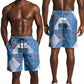 African American Quilt Inspired Shorts for Men Wild Animal Skin African Blue Tribal Elements