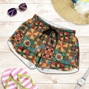 African American Quilt Inspired Shorts for Women Freedom Quilt Symbolic Patchwork