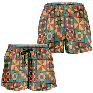 African American Quilt Inspired Shorts for Women Freedom Quilt Symbolic Patchwork
