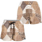 African American Quilt Inspired Shorts for Women Wild Animal Skin African Beige Tribal Elements