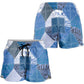 African American Quilt Inspired Shorts for Women Wild Animal Skin African Blue Tribal Elements