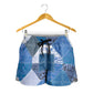 African American Quilt Inspired Shorts for Women Wild Animal Skin African Blue Tribal Elements
