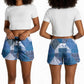 African American Quilt Inspired Shorts for Women Wild Animal Skin African Blue Tribal Elements