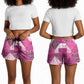 African American Quilt Inspired Shorts for Women Wild Animal Skin African Pink Tribal Elements