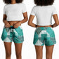 African American Quilt Inspired Shorts for Women Wild Animal Skin African Turquoise Tribal Elements