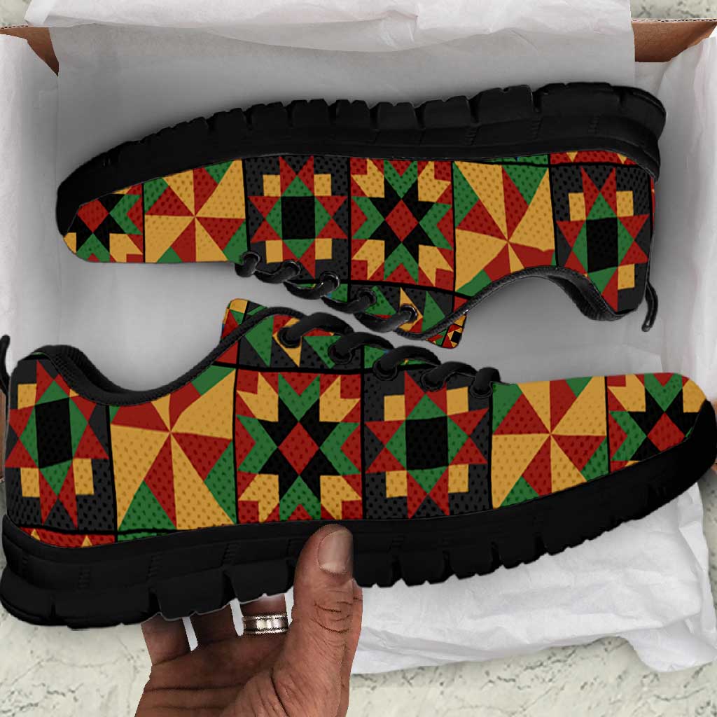 African American Quilt Inspired Sneakers Freedom Quilt Symbolic Patchwork