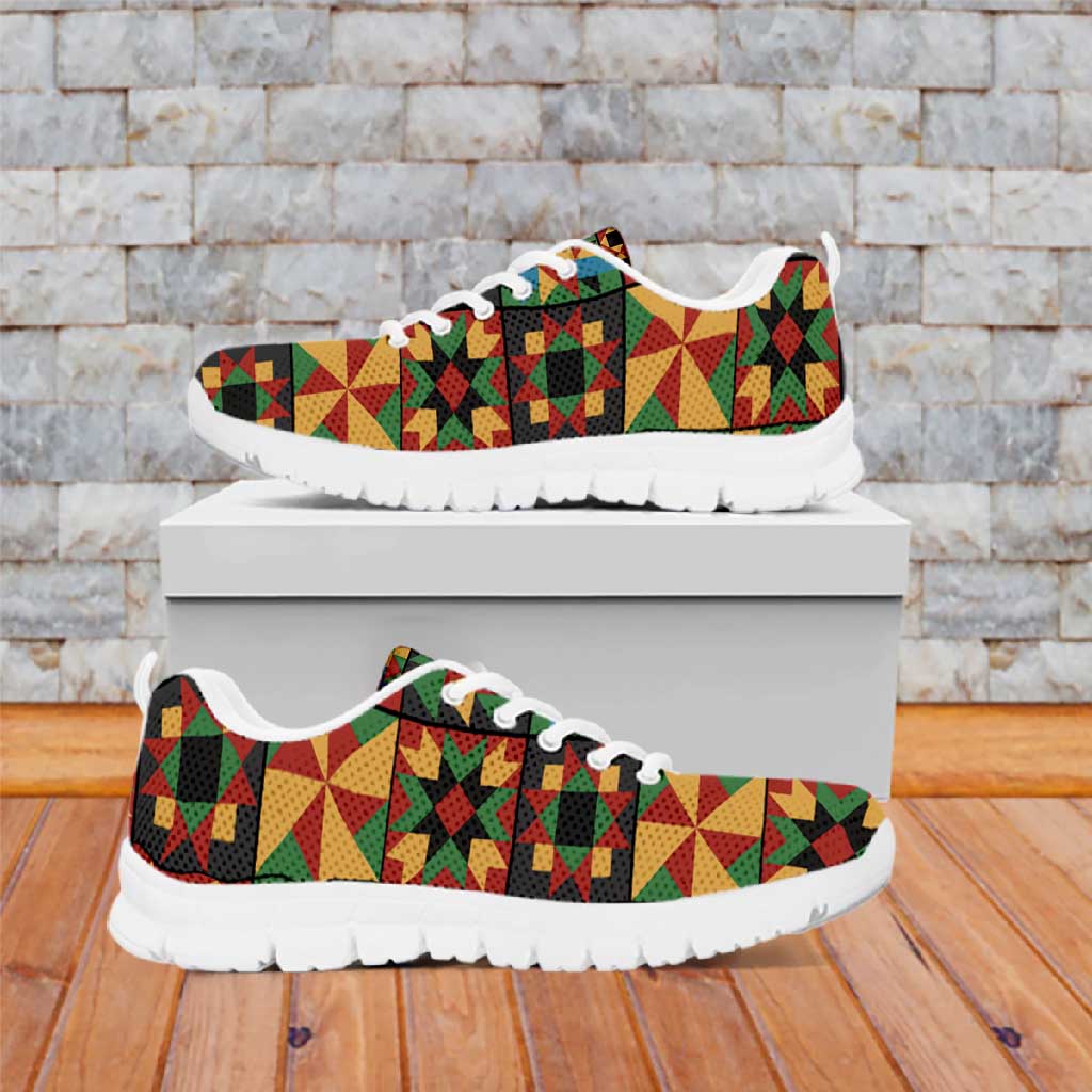 African American Quilt Inspired Sneakers Freedom Quilt Symbolic Patchwork