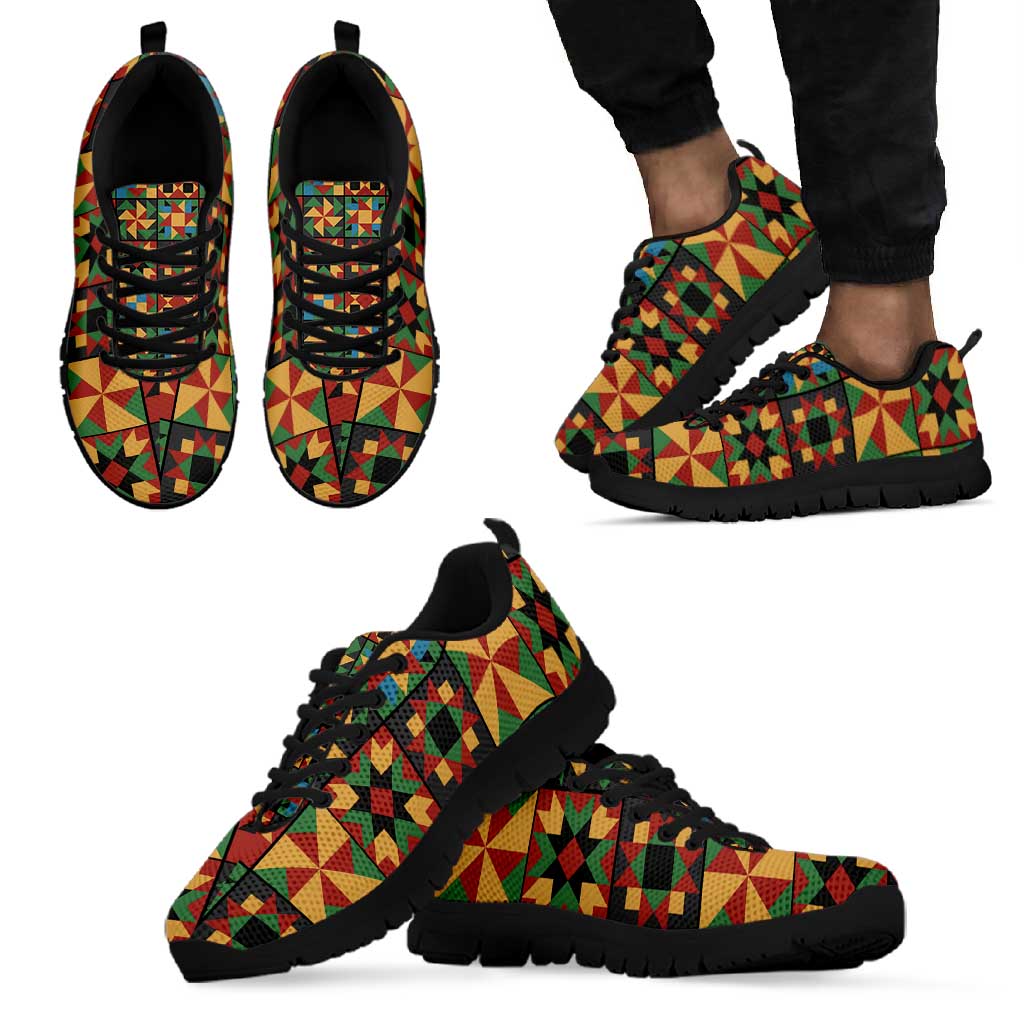 African American Quilt Inspired Sneakers Freedom Quilt Symbolic Patchwork