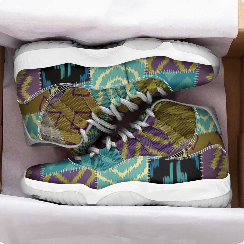 African American Quilt Inspired Sneakers J11 Cultural Heritage Ethnic Quilt Pattern