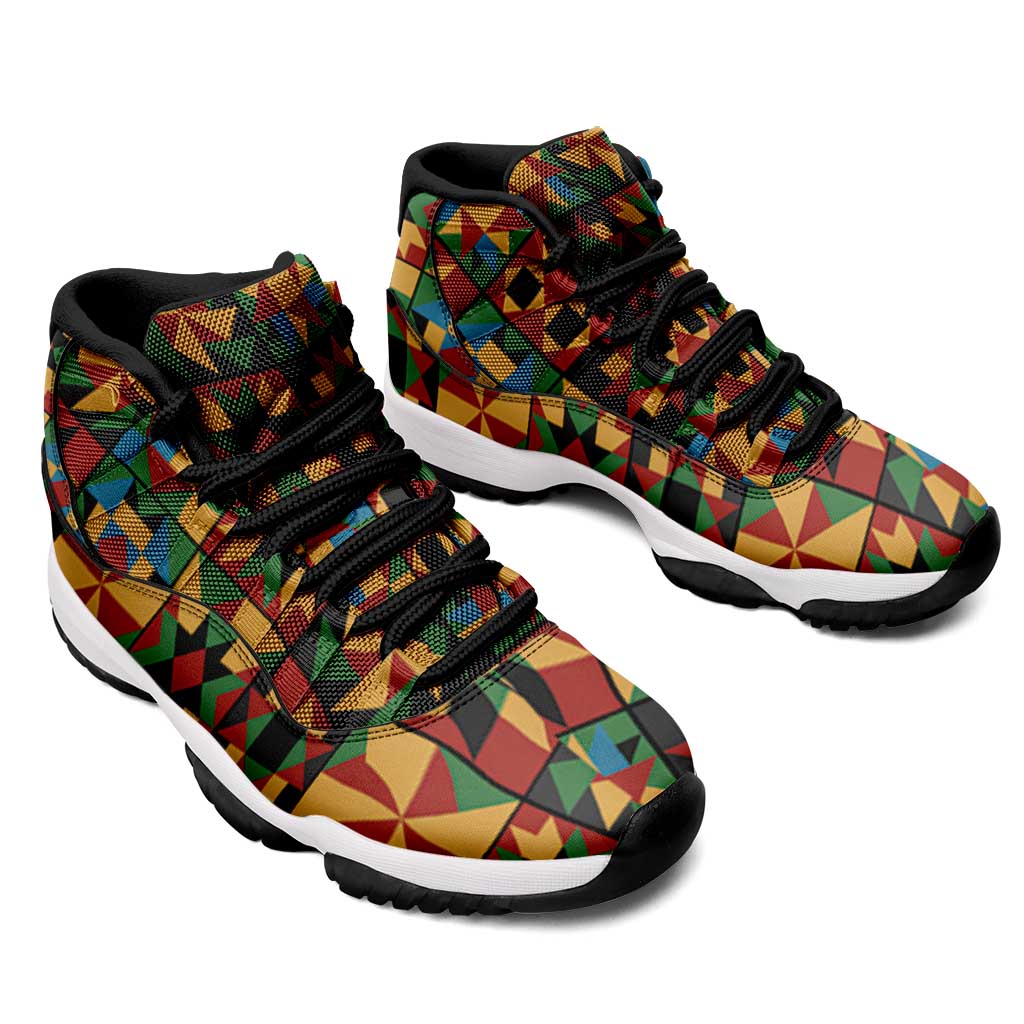 African American Quilt Inspired Sneakers J11 Freedom Quilt Symbolic Patchwork