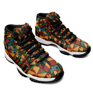 African American Quilt Inspired Sneakers J11 Freedom Quilt Symbolic Patchwork