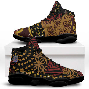 African American Quilt Inspired Sneakers J13 Earth Tone African Patchwork Motif