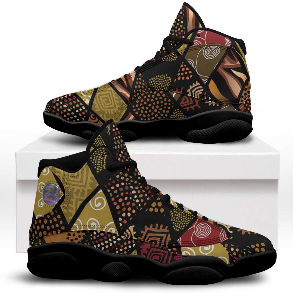 African American Quilt Inspired Sneakers J13 Ethnic Bohemian Rhombus Patchwork