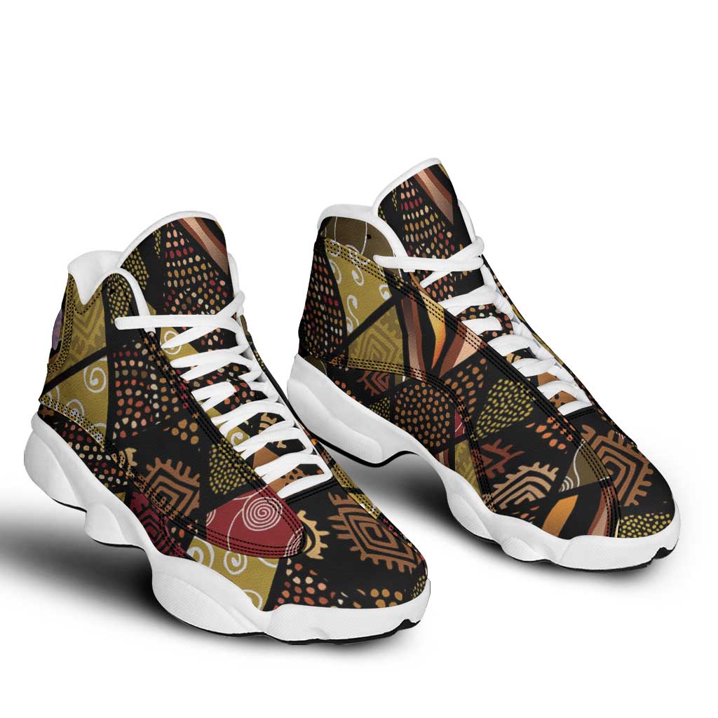 African American Quilt Inspired Sneakers J13 Ethnic Bohemian Rhombus Patchwork