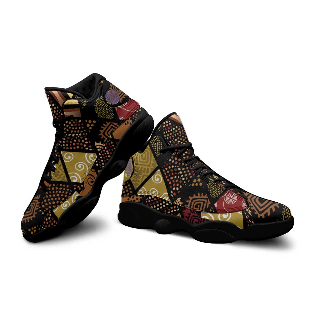 African American Quilt Inspired Sneakers J13 Ethnic Bohemian Rhombus Patchwork