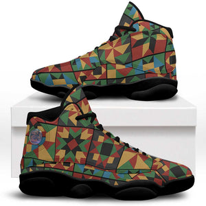 African American Quilt Inspired Sneakers J13 Freedom Quilt Symbolic Patchwork