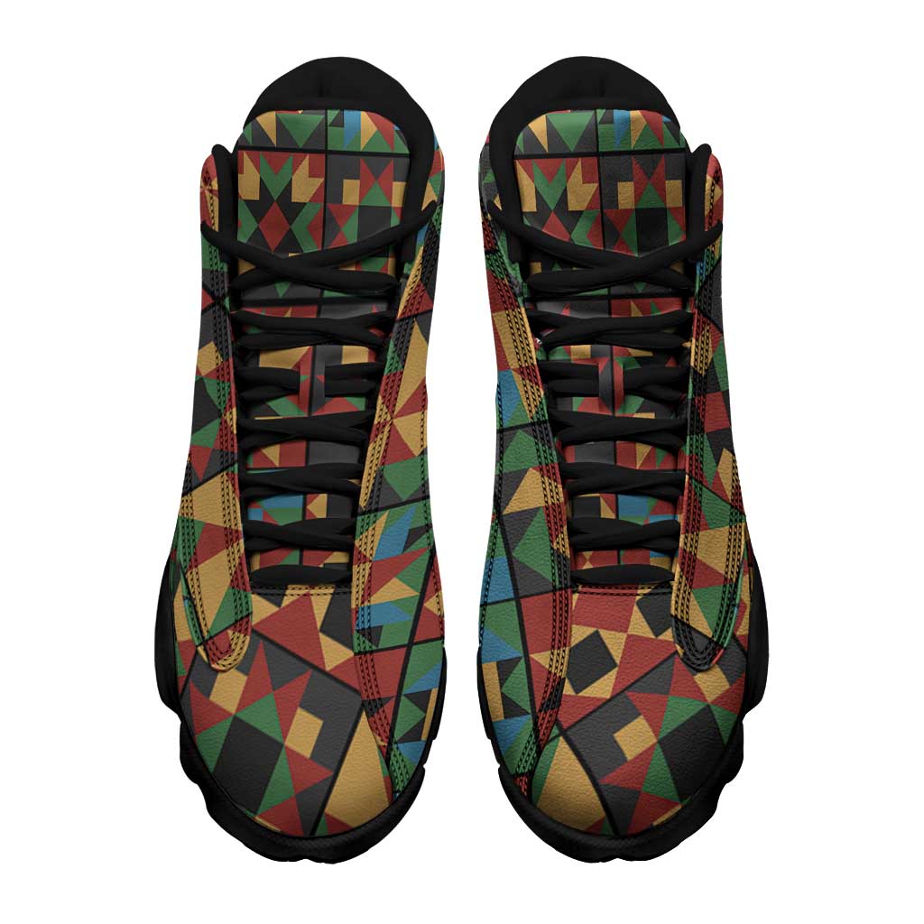 African American Quilt Inspired Sneakers J13 Freedom Quilt Symbolic Patchwork