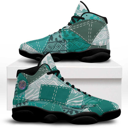 African American Quilt Inspired Sneakers J13 Wild Animal Skin African Turquoise Tribal Elements