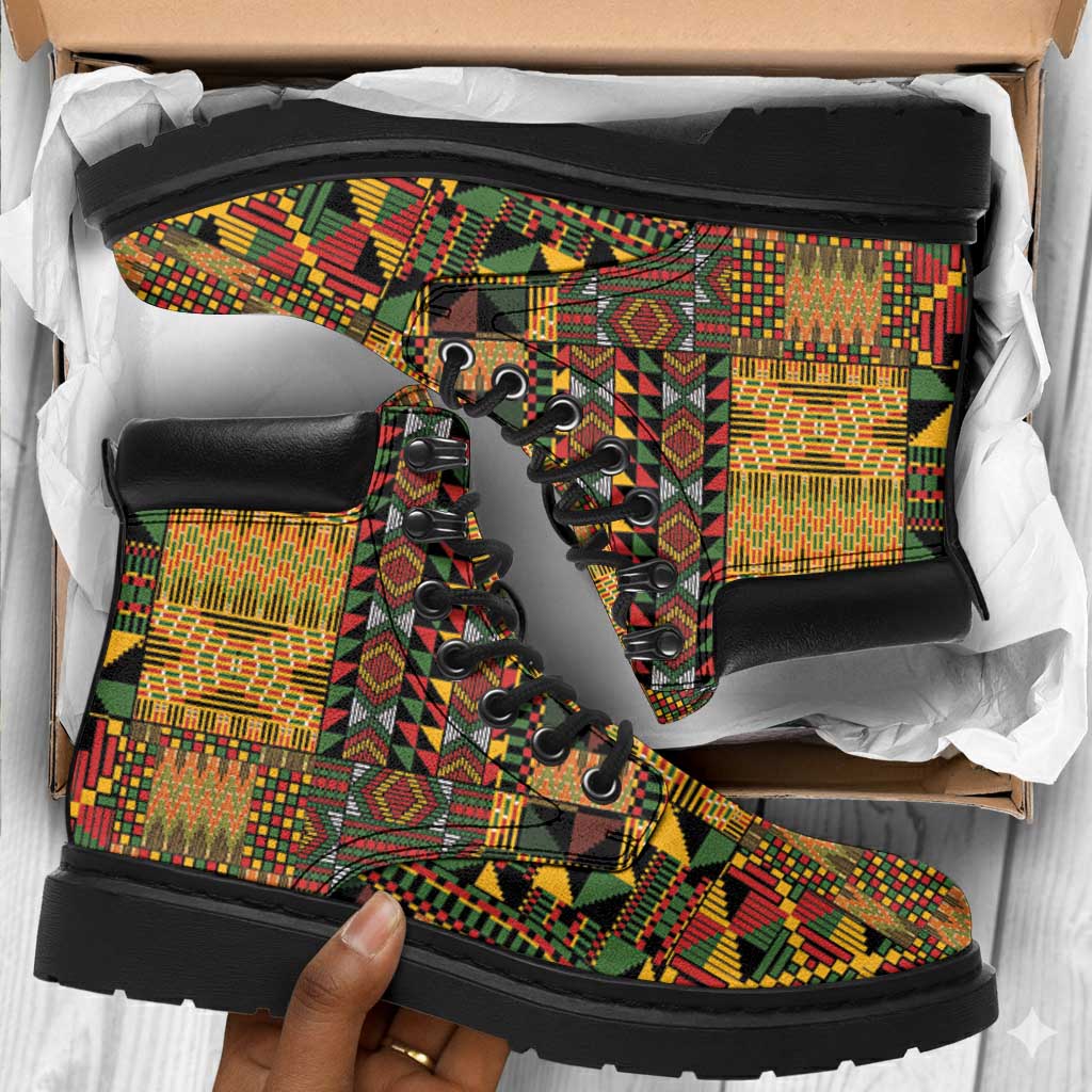 African American Quilt Kente Fusion All Season Boots Version 1